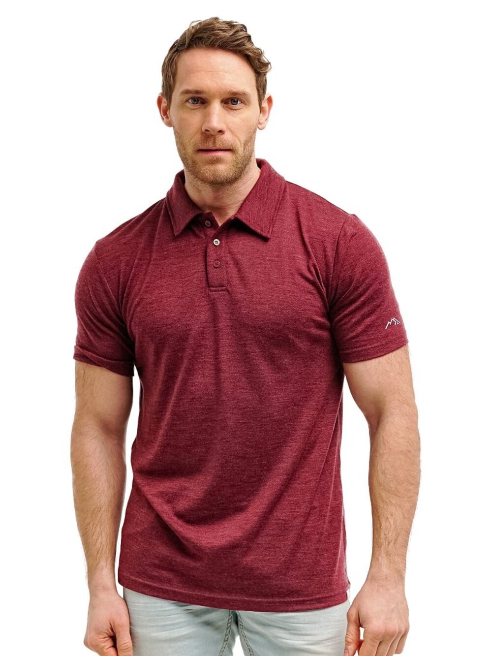 Merino.tech Men’s Merino Wool Short Sleeve Polo Shirt - Odor Resistant, Burgundy